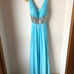 Sherri Hill 2 prom formal dress ice blue sequence